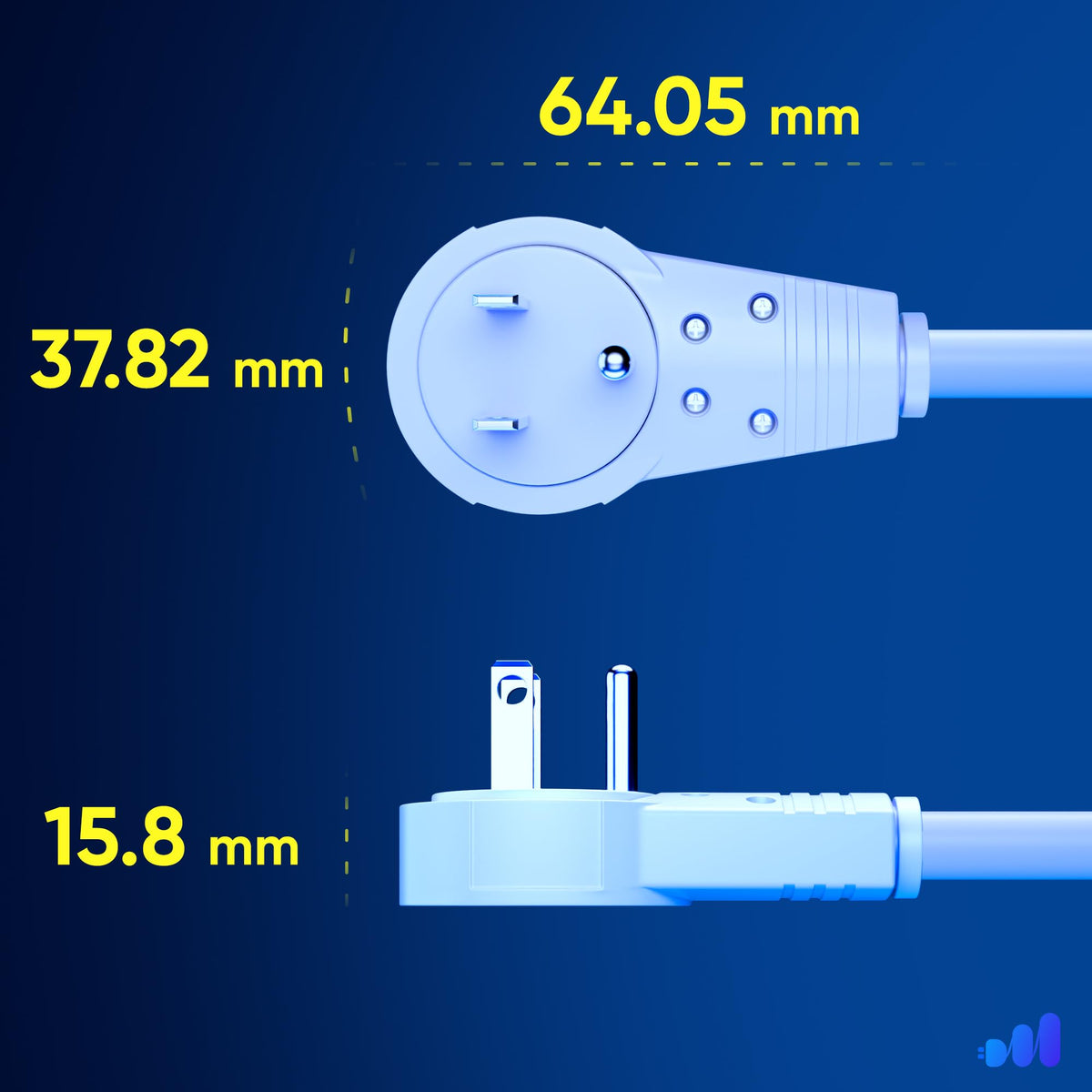 Maximm UL-certified indoor extension cord with safety-grounded plug.