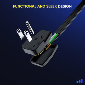 Maximm 3-prong NEMA 5-15P connection for standard outlet safety