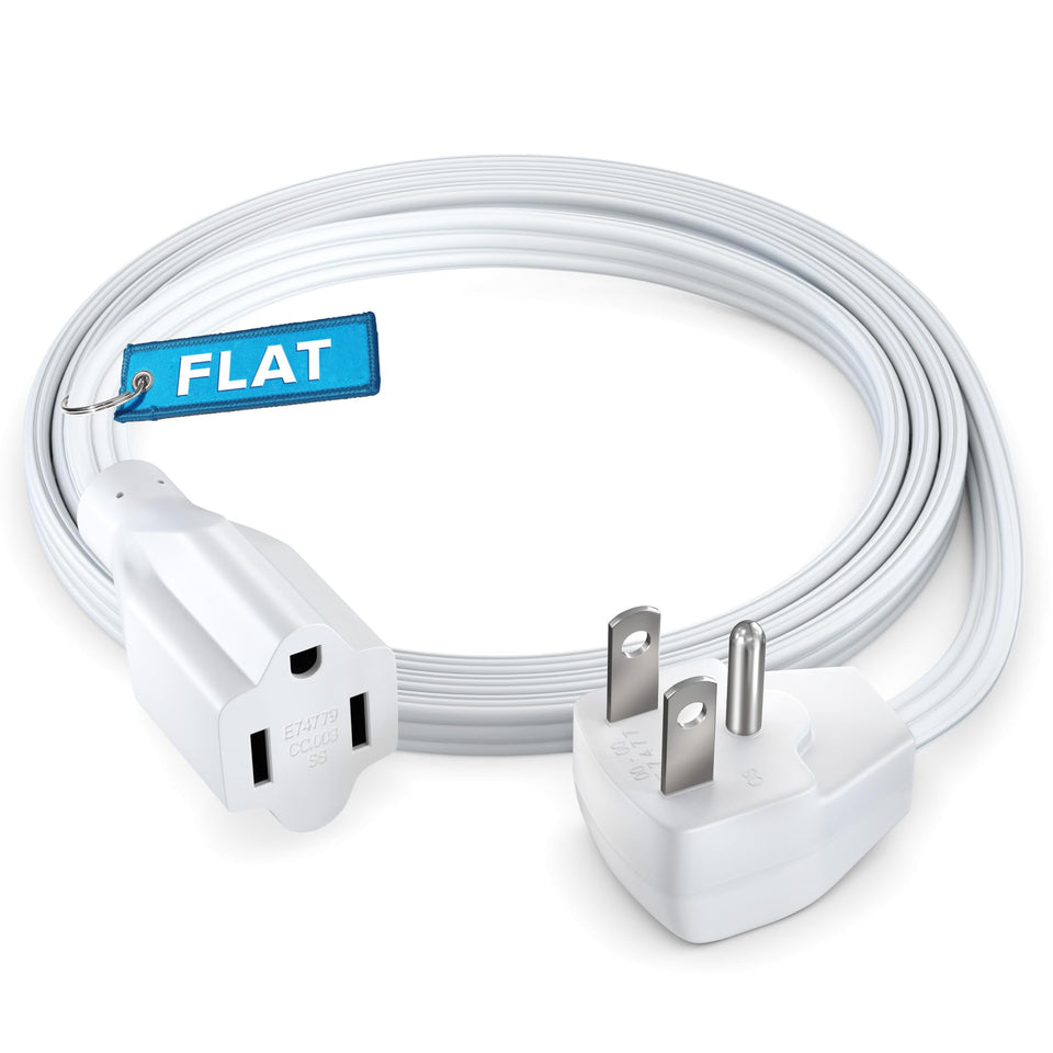 Maximm extension cord with flat plug fits tight spaces behind furniture