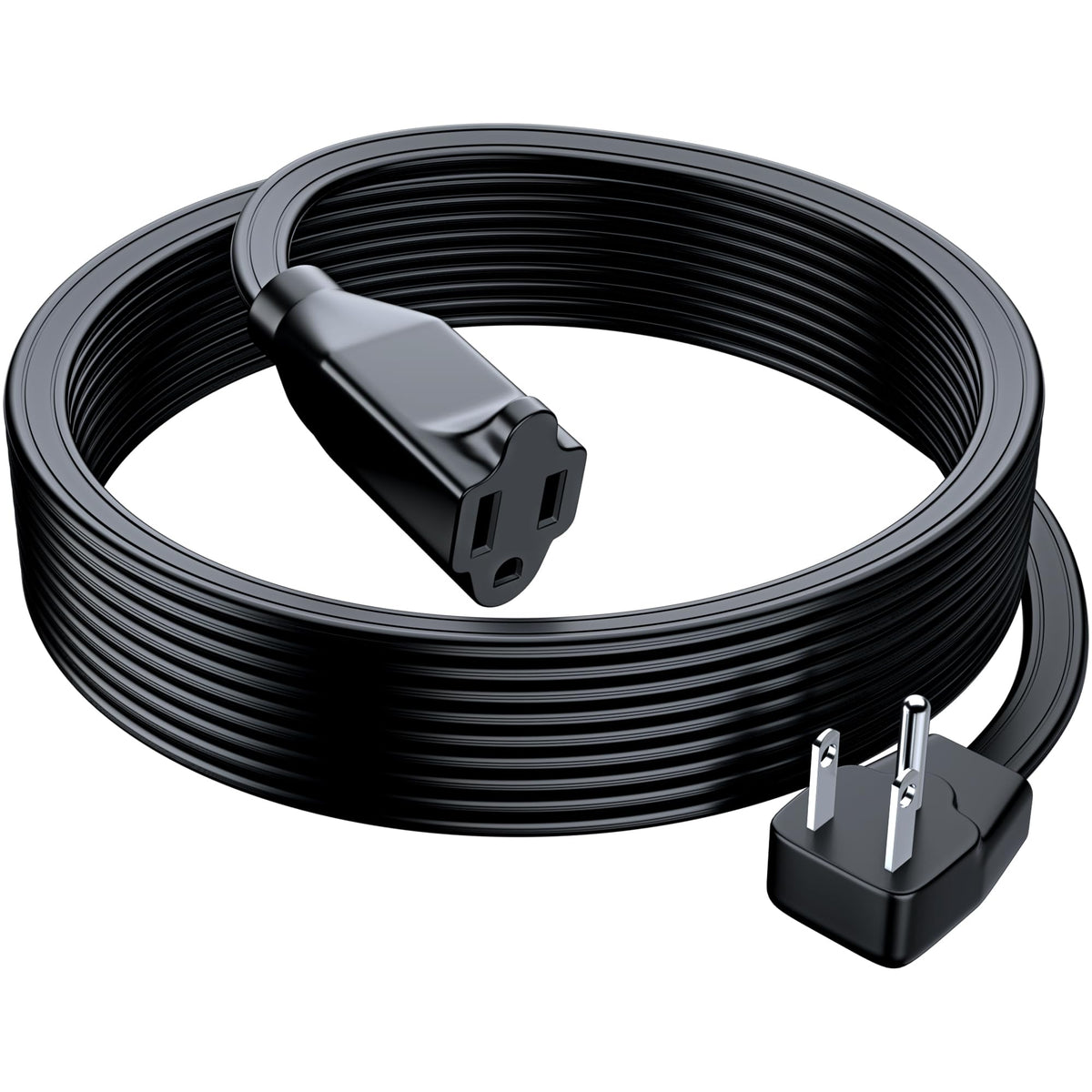 Maximm heavy-duty extension cord with flat plug enables clutter-free placement