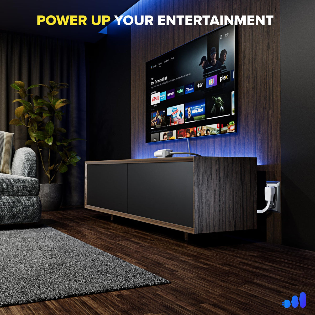 Maximm white extension cord blends with home décor