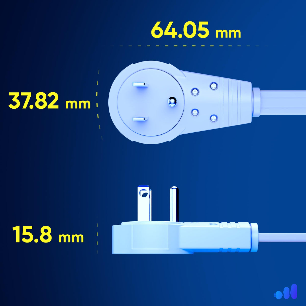 Maximm flat plug design fits behind furniture for tidy power access