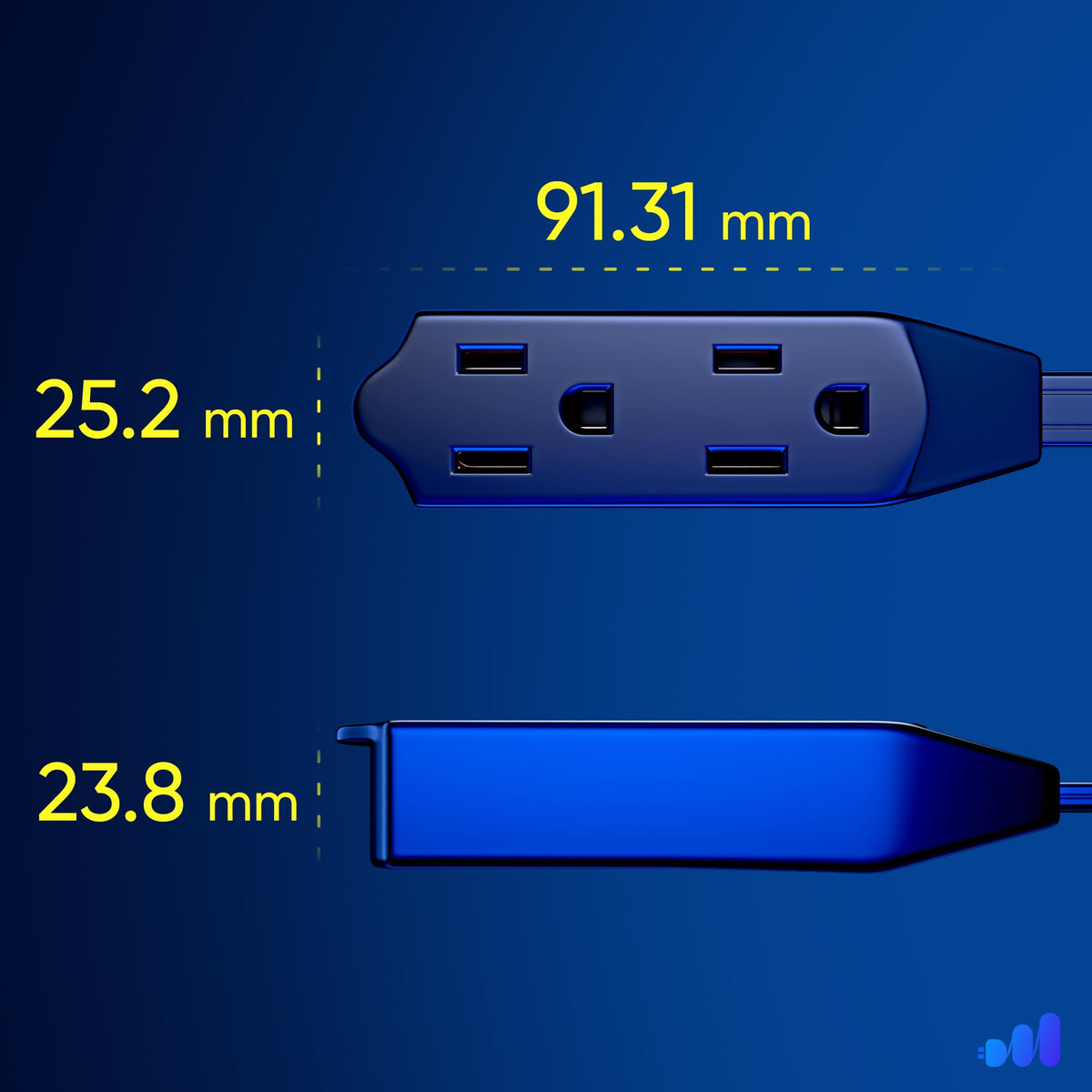 Maximm flat plug space saver designed for tight wall spaces