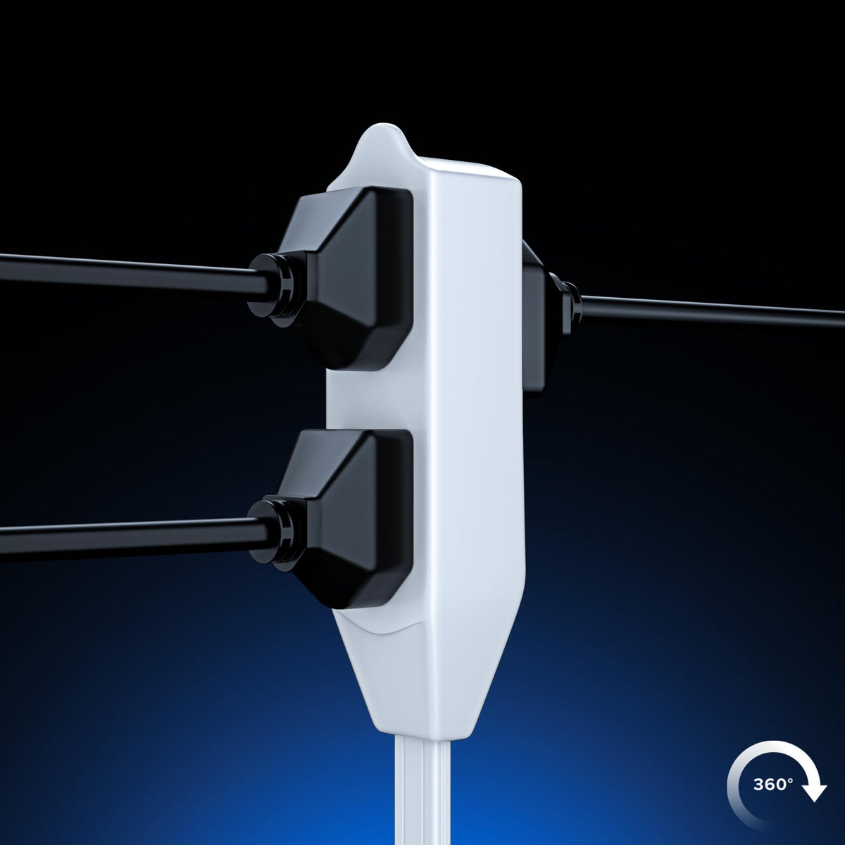 Flat plug seated against wall behind furniture for streamlined setup