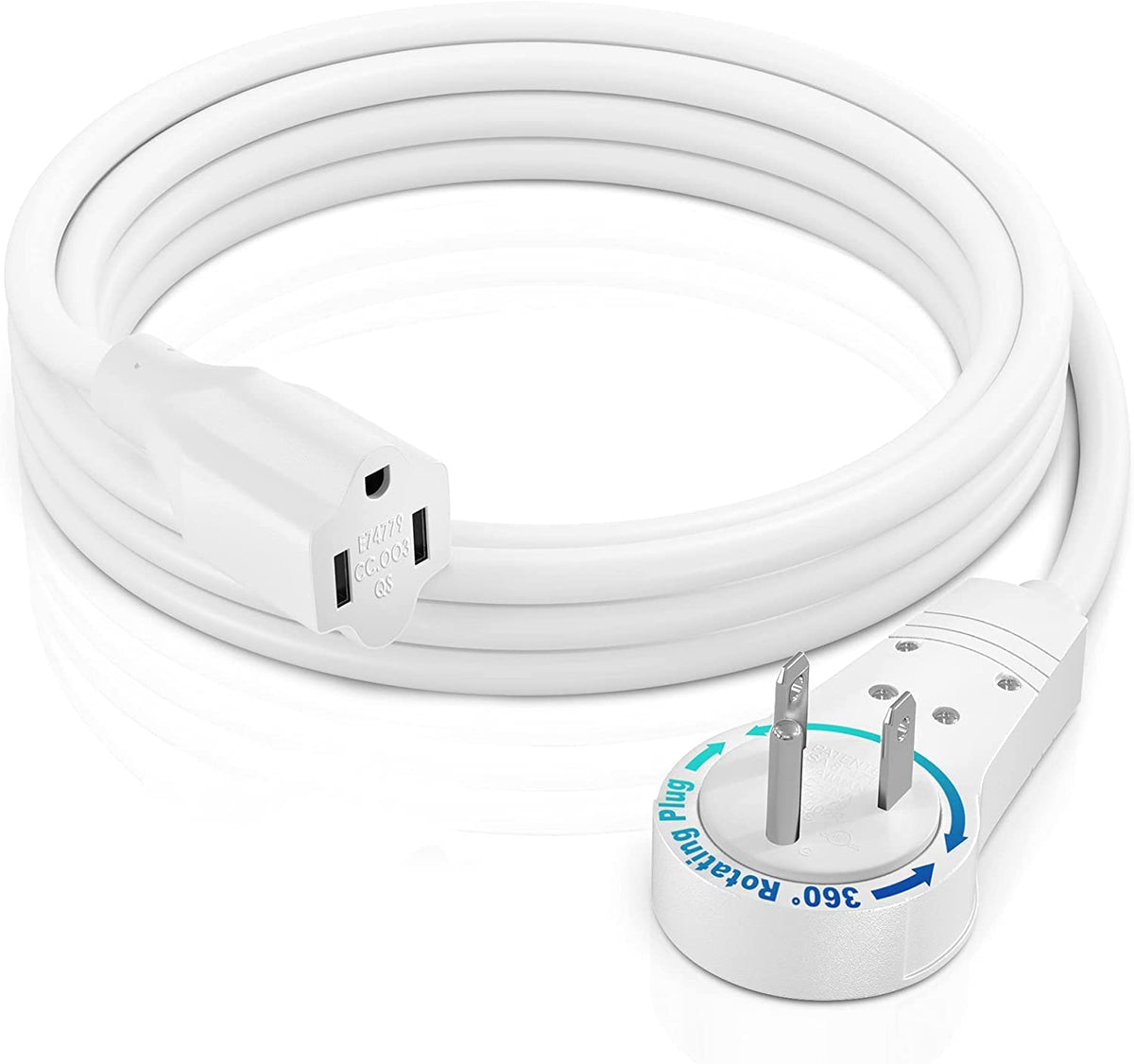 Maximm rotating plug enables 360-degree outlet access for flexible placement.