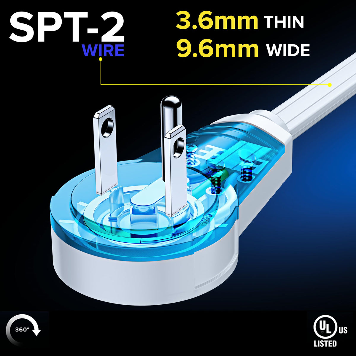 Space-saving flat plug design by Maximm allows tight-space use
