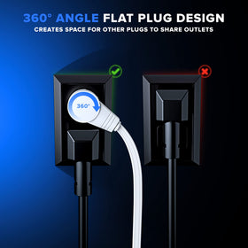 Maximm three-outlet extension cord powering multiple devices from one location