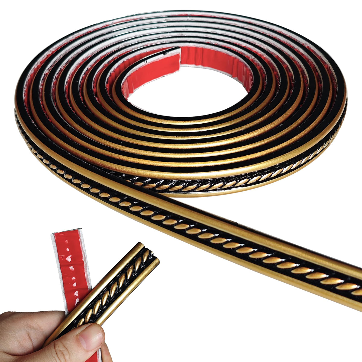 Maxiroc peel-and-stick molding trim in black gold for seamless wall transitions