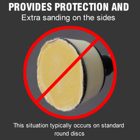 MAXMAN sanding discs highlighting fold-over flaps for edge protection during use.