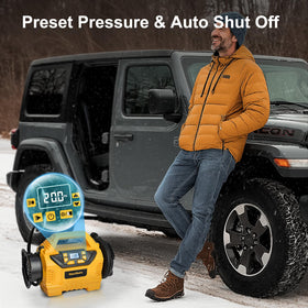 MaxMore auto shut-off prevents over-inflation for tire safety.