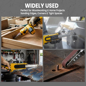 MaxMore cordless detail band sander lightweight design for tight spaces.