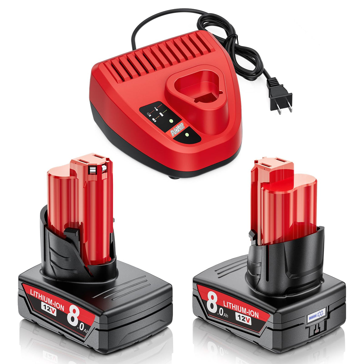 Maxofpowr 8.0Ah M12 battery 48-11-2411 model for extended runtime.