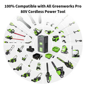 Maxofpowr 80V battery charging setup enables quick tool swaps.