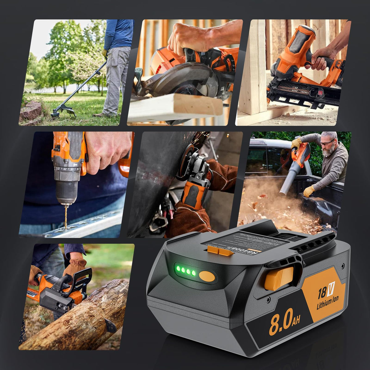Maxofpowr extended-run performance for heavy-duty cordless tools.