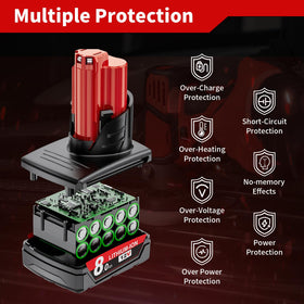 Maxofpowr led-indicator battery for quick remaining power checks.