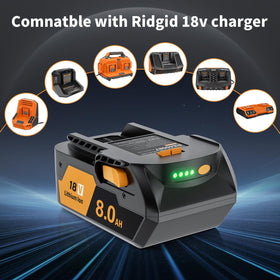 Maxofpowr battery charging with Ridgid charger compatibility.