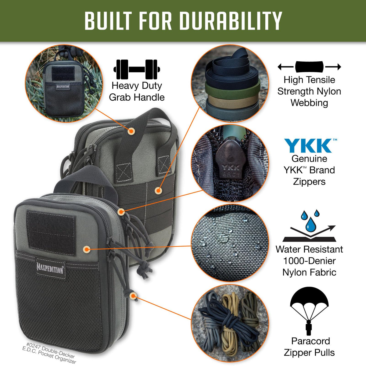 Maxpedition Double-Decker EDC right inner slip pocket and six elastic divisions
