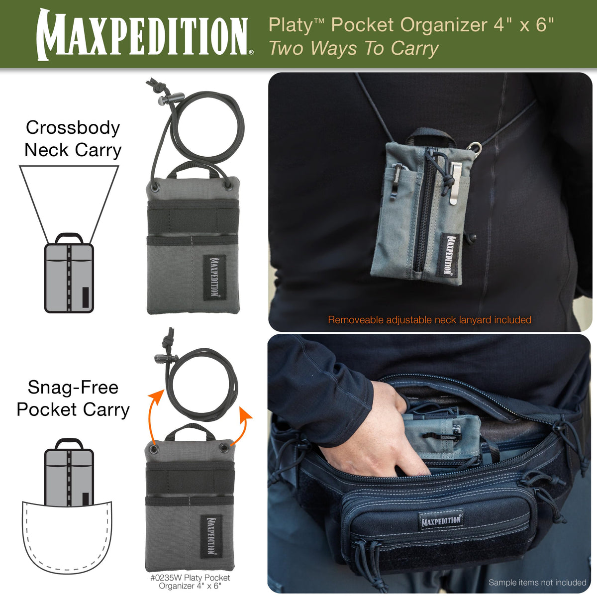 Maxpedition Platy Pocket Organizer 500D nylon texture conveys rugged, water-resistant protection.