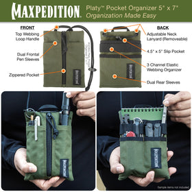 Maxpedition Platy Pocket Organizer 5x7 OD Green emphasizes rugged, lightweight durability in use