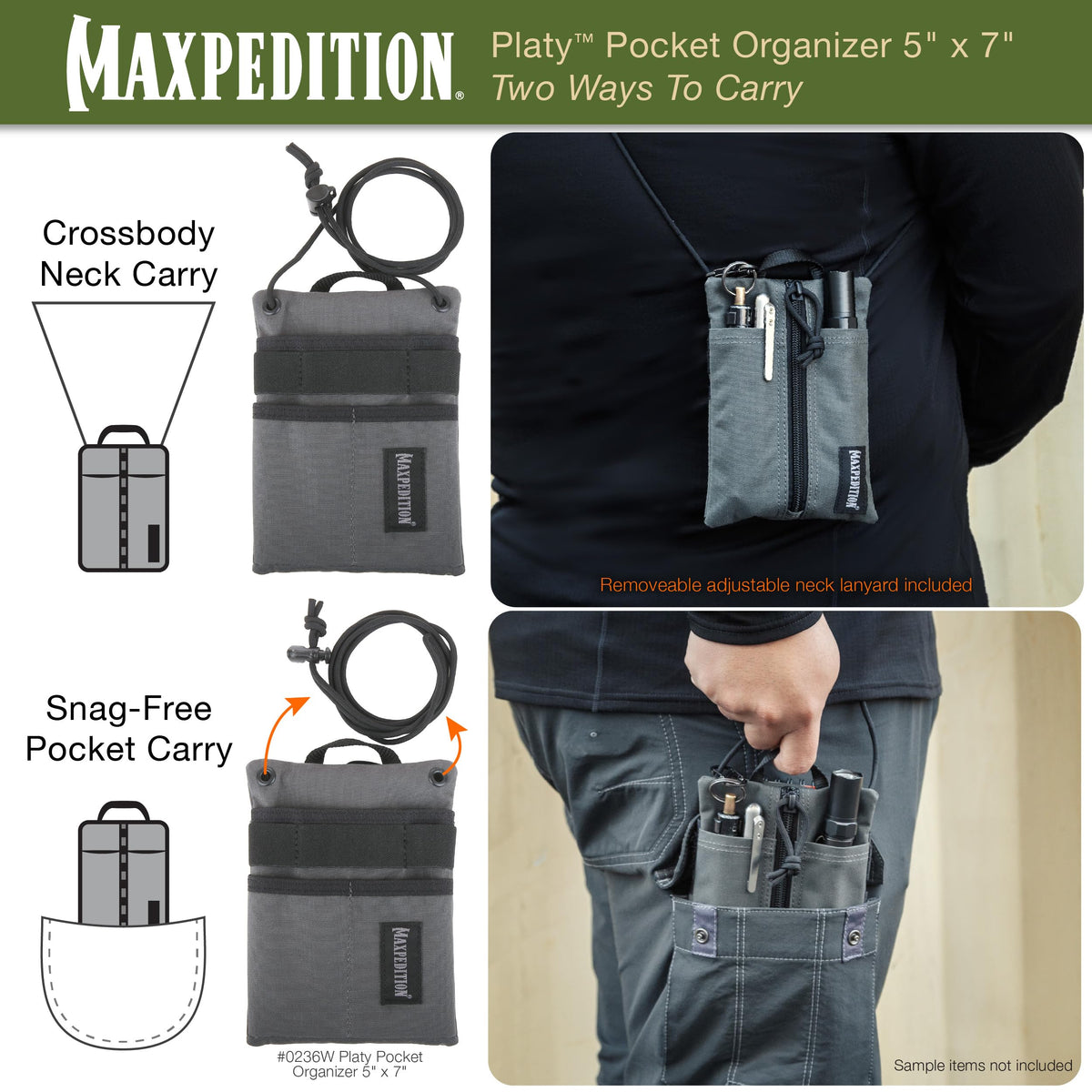 Maxpedition Platy Pocket Organizer offers an adjustable lanyard for tailored carry.