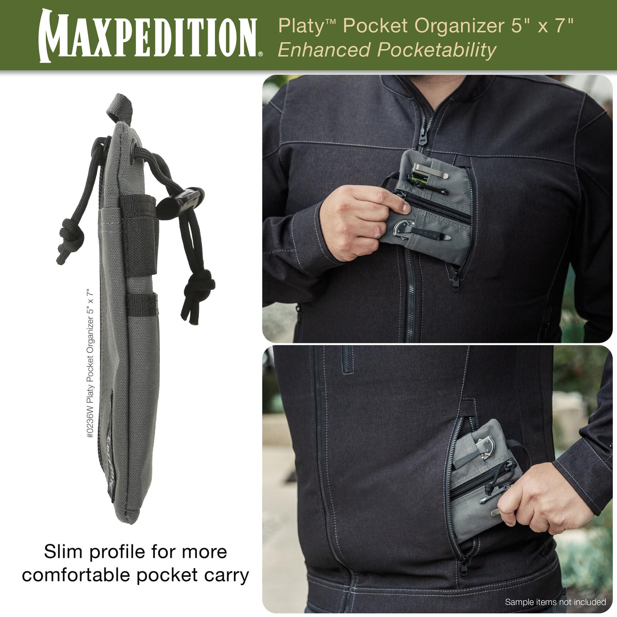 Maxpedition Platy Pocket Organizer features genuine YKK zippers for reliable durability.