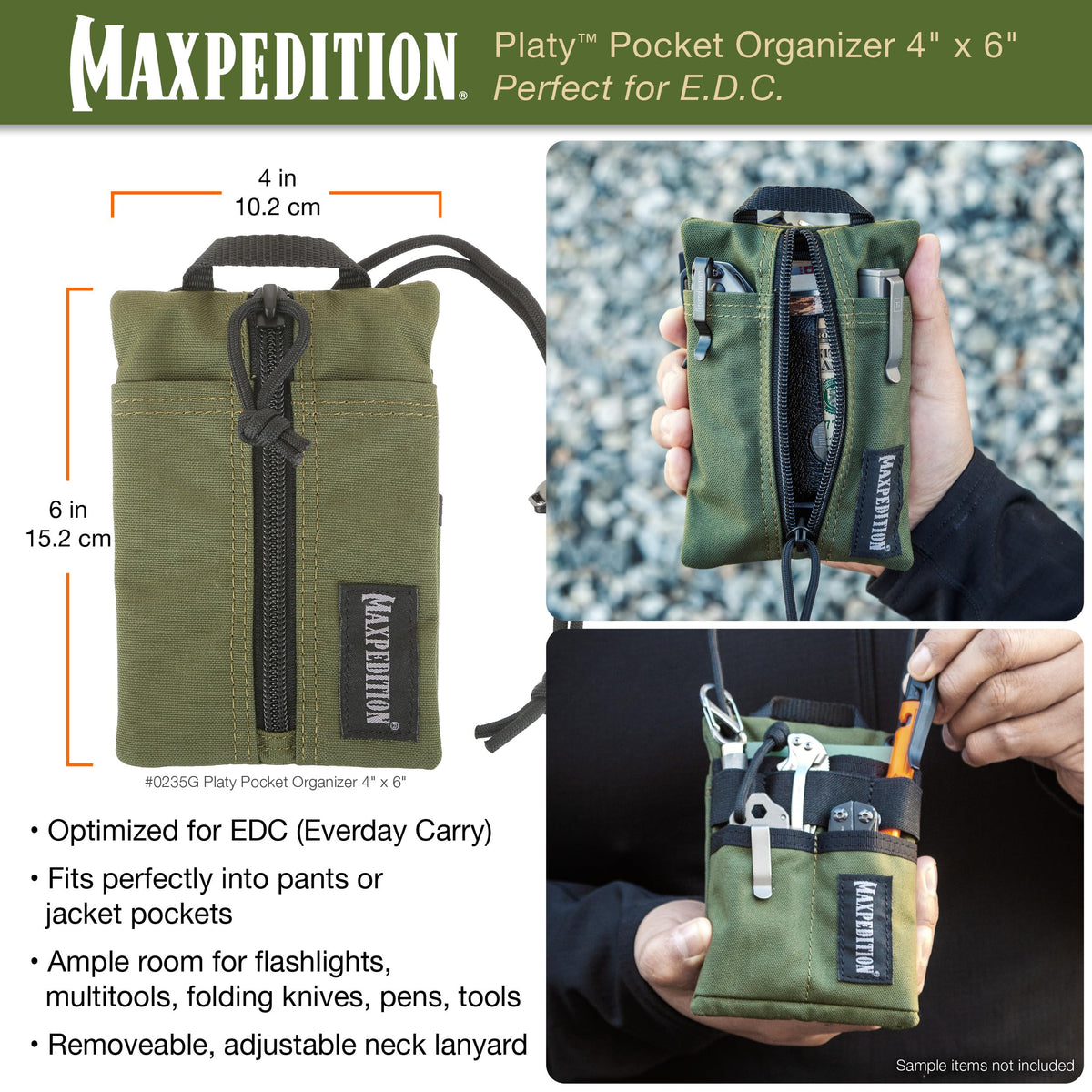 Maxpedition 500D nylon with water-resistant coating protects gear during daily use.
