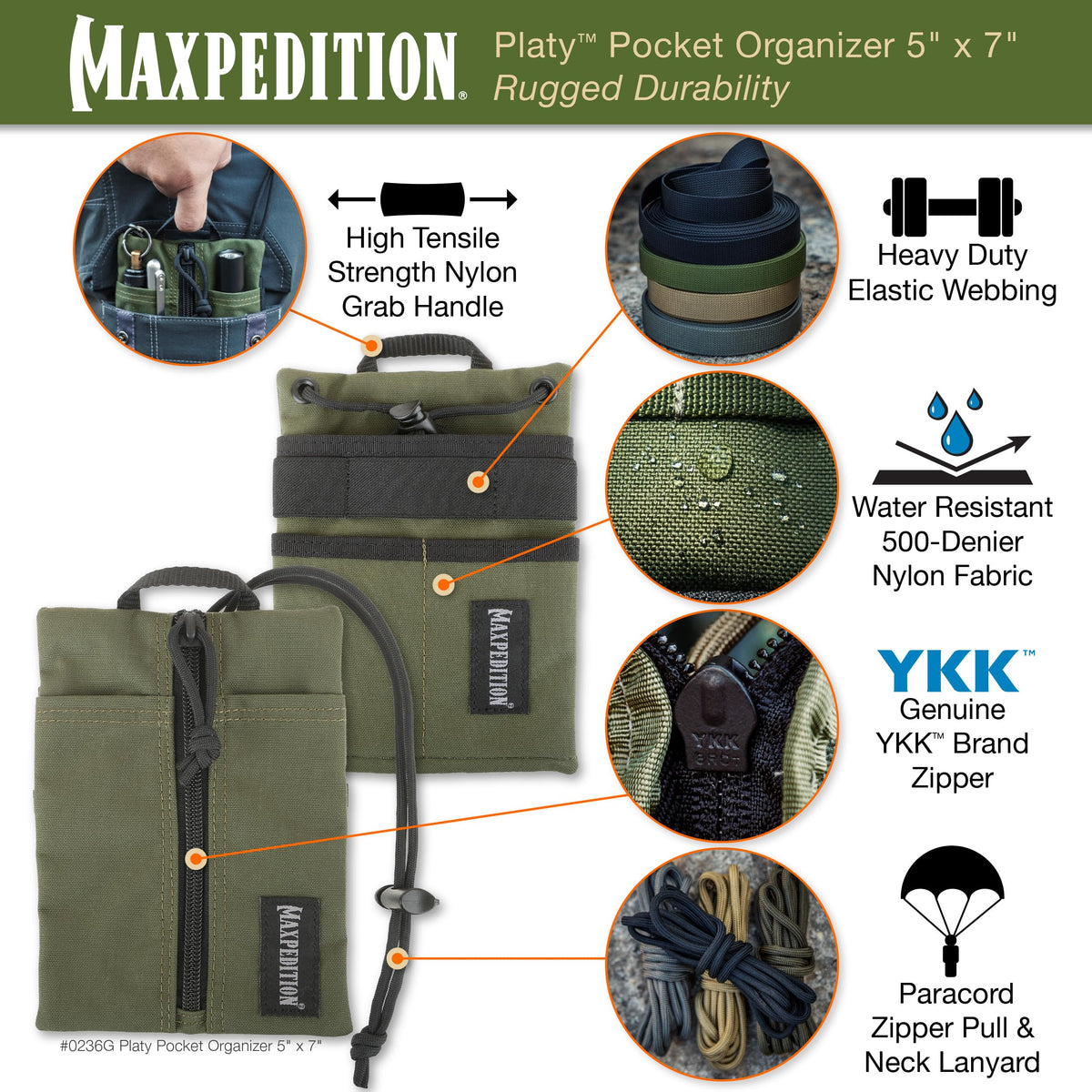 Maxpedition Platy Pocket Organizer YKK zippers provide smooth, reliable access to tools