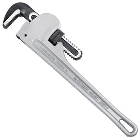 MAXPOWER 18-inch pipe wrench front view shows solid grip and balance.