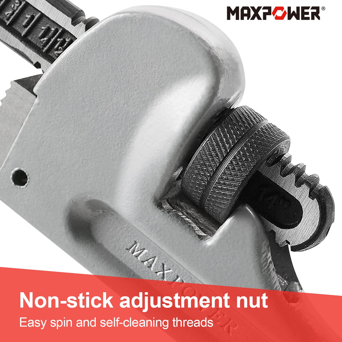 MAXPOWER I-beam handle delivers sturdy control during heavy twisting.
