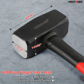 MAXPOWER 4lb club hammer handle with fiberglass grip for precise control.