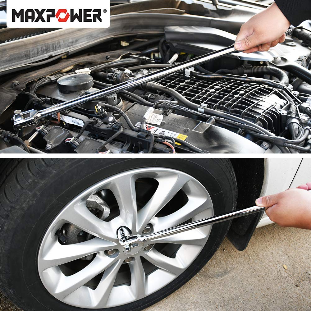 MAXPOWER Breaker Bar dual-drive design reduces tool swaps.