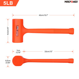 MAXPOWER dead blow hammer with checkered grip for secure, non-slip handling.