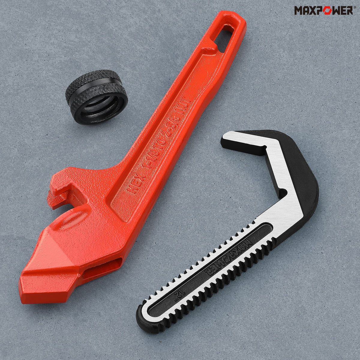 MAXPOWER durable drop-forged Cr-Mo jaws and cast iron body