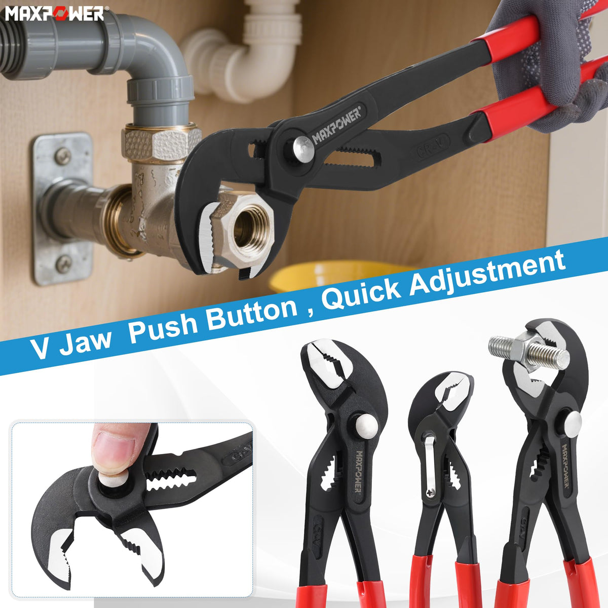 MAXPOWER ergonomic non-slip handles for comfortable high-torque use.