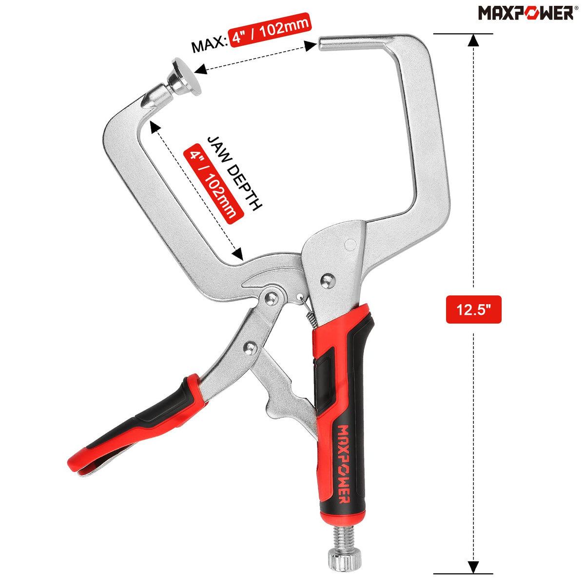 MAXPOWER forged Cr-V steel clamp for durable, long-lasting woodworking sessions.