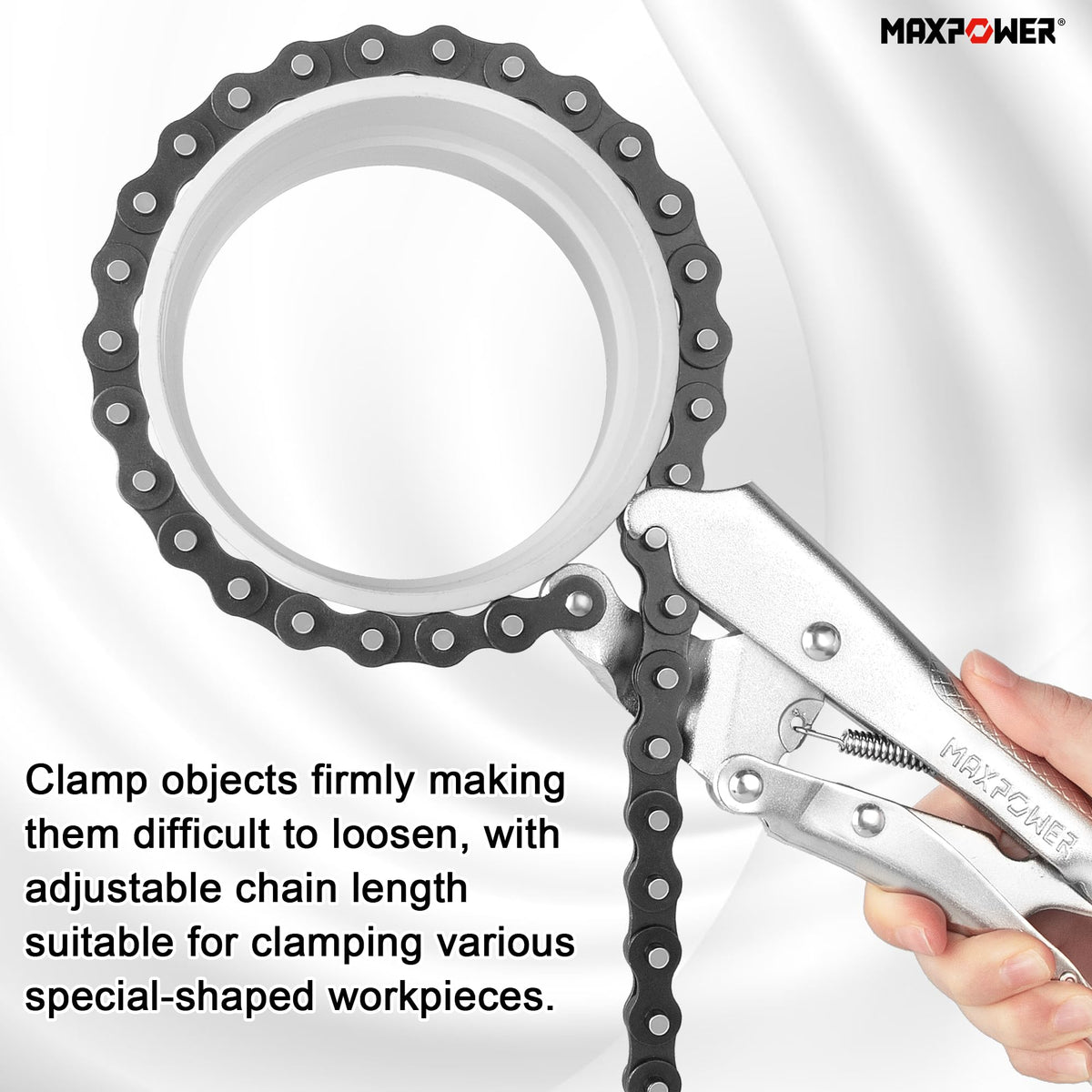 MAXPOWER locking chain pliers made of heat-treated chrome vanadium steel for durability