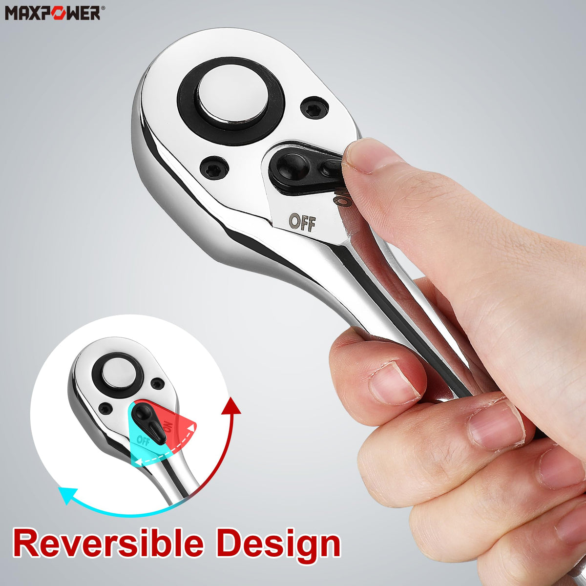 MAXPOWER soft-grip ergonomic handle reduces slippage.