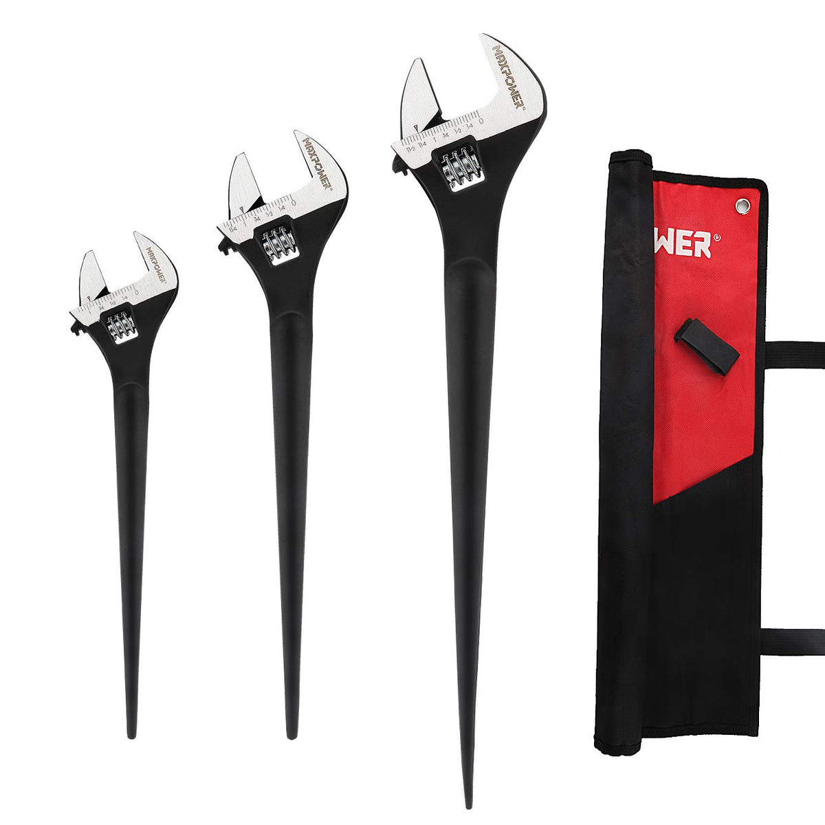 MAXPOWER spud wrench 10in jaw capacity for precise tightening in tight spaces.