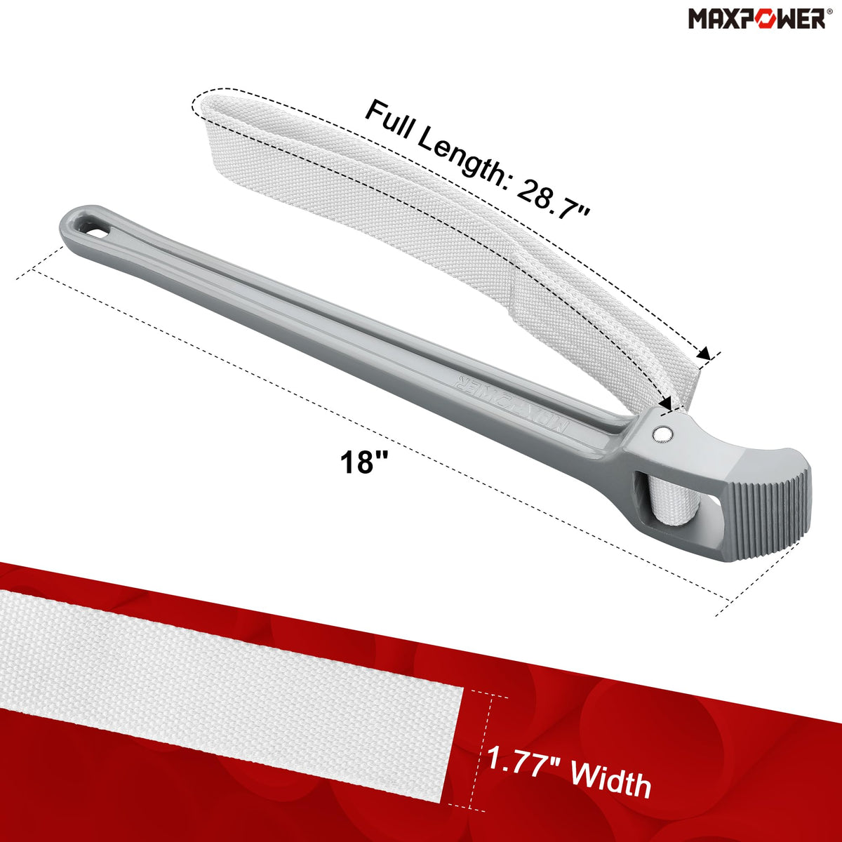 MAXPOWER nylon strap grips without scratches on delicate surfaces