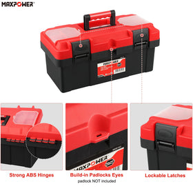 MAXPOWER 16-inch tool box interior tray removed for tool organization