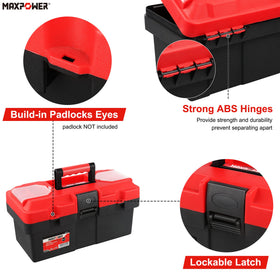 MAXPOWER tool box built from rugged polypropylene for durable, lightweight handheld use.