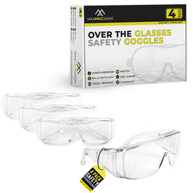 MaxProcision OTG safety glasses over eyeglasses design for prescription wearers