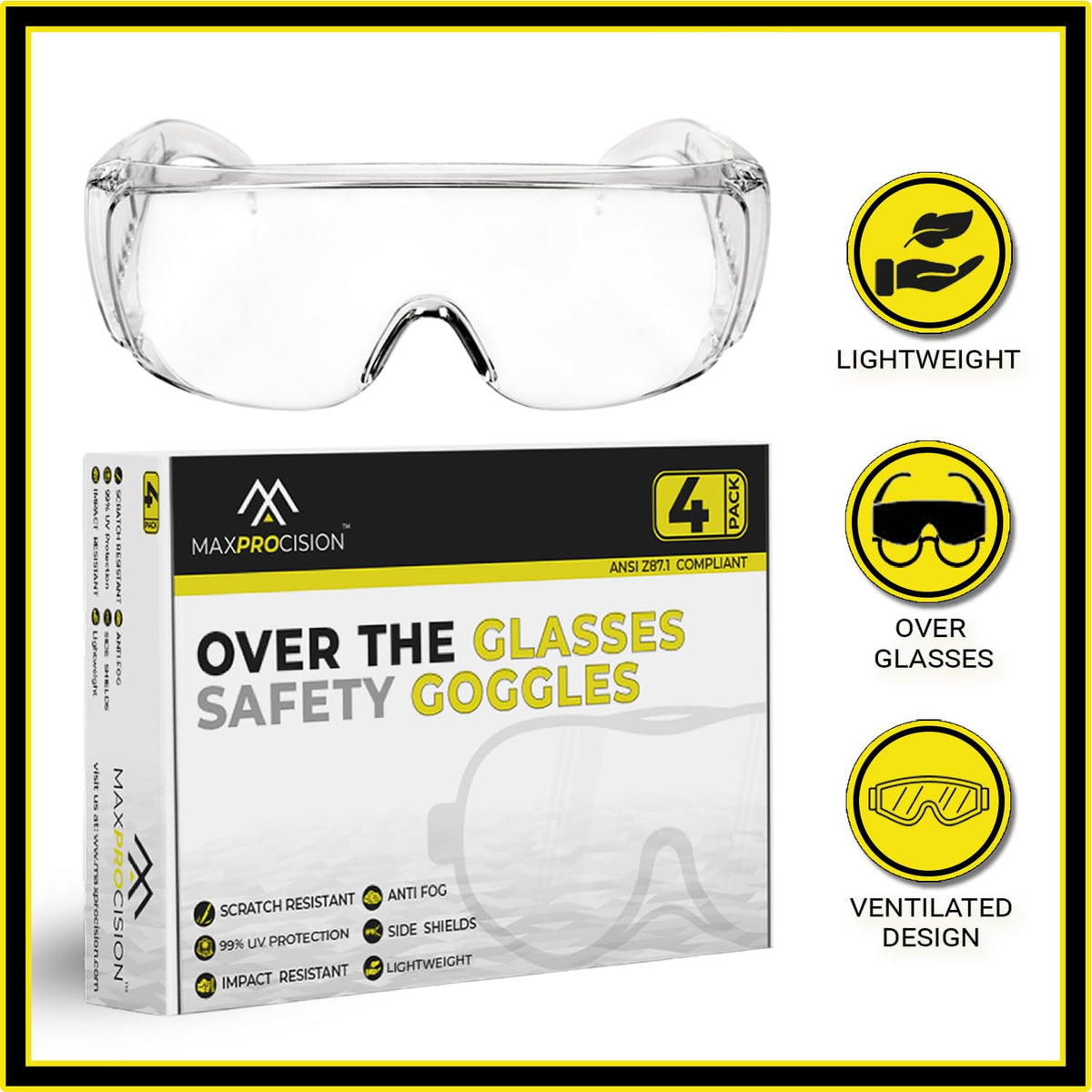 MaxProcision comfort-fit over glasses ideal for labs and clinics