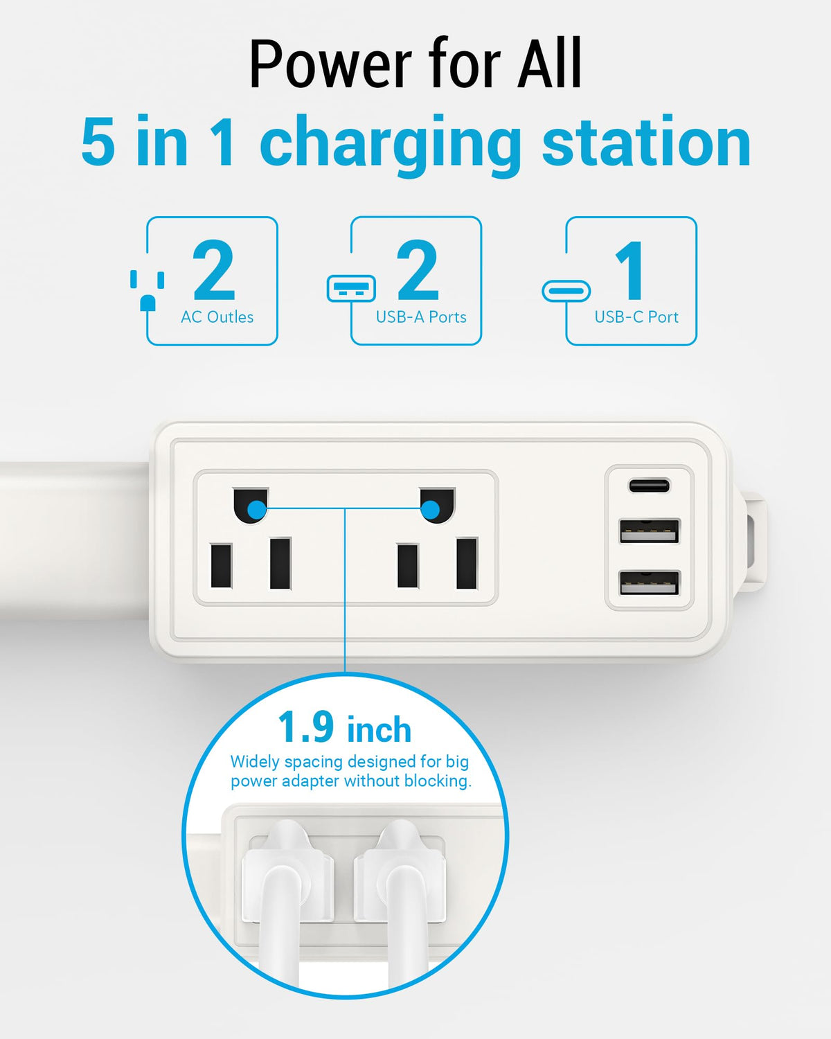 Maxsure outlet extender provides two AC outlets for simultaneous device charging.