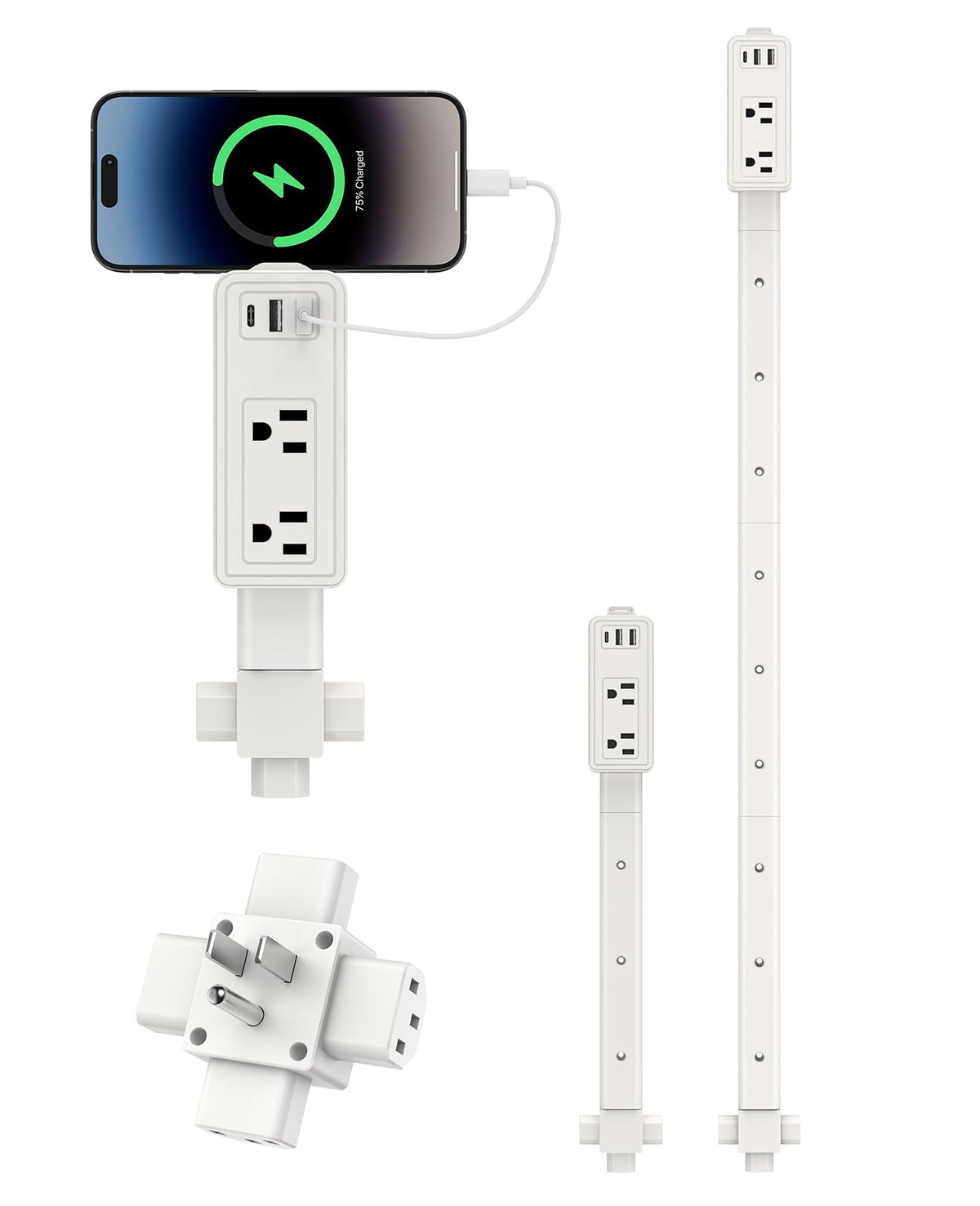 Maxsure Outlet Extender Stick with 360° rotatable design for flexible placement behind furniture.