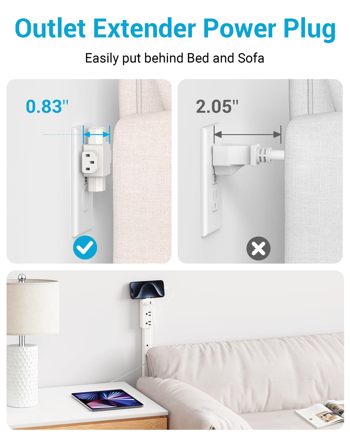 Maxsure extender includes USB-A ports for quick phone charging.