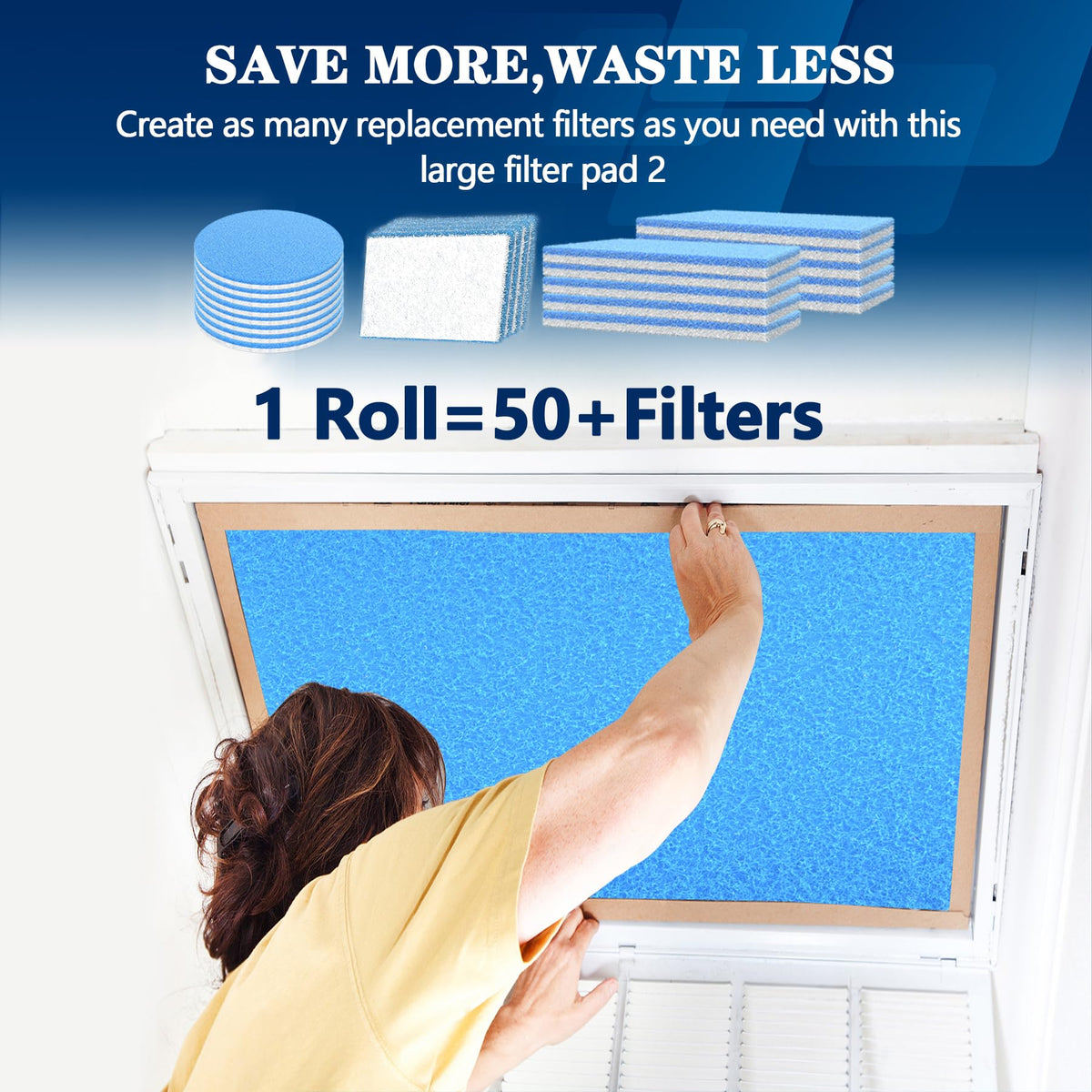 MAXTBEE filter roll installed with adhesive hooks for easy, tool-free setup and maintenance.