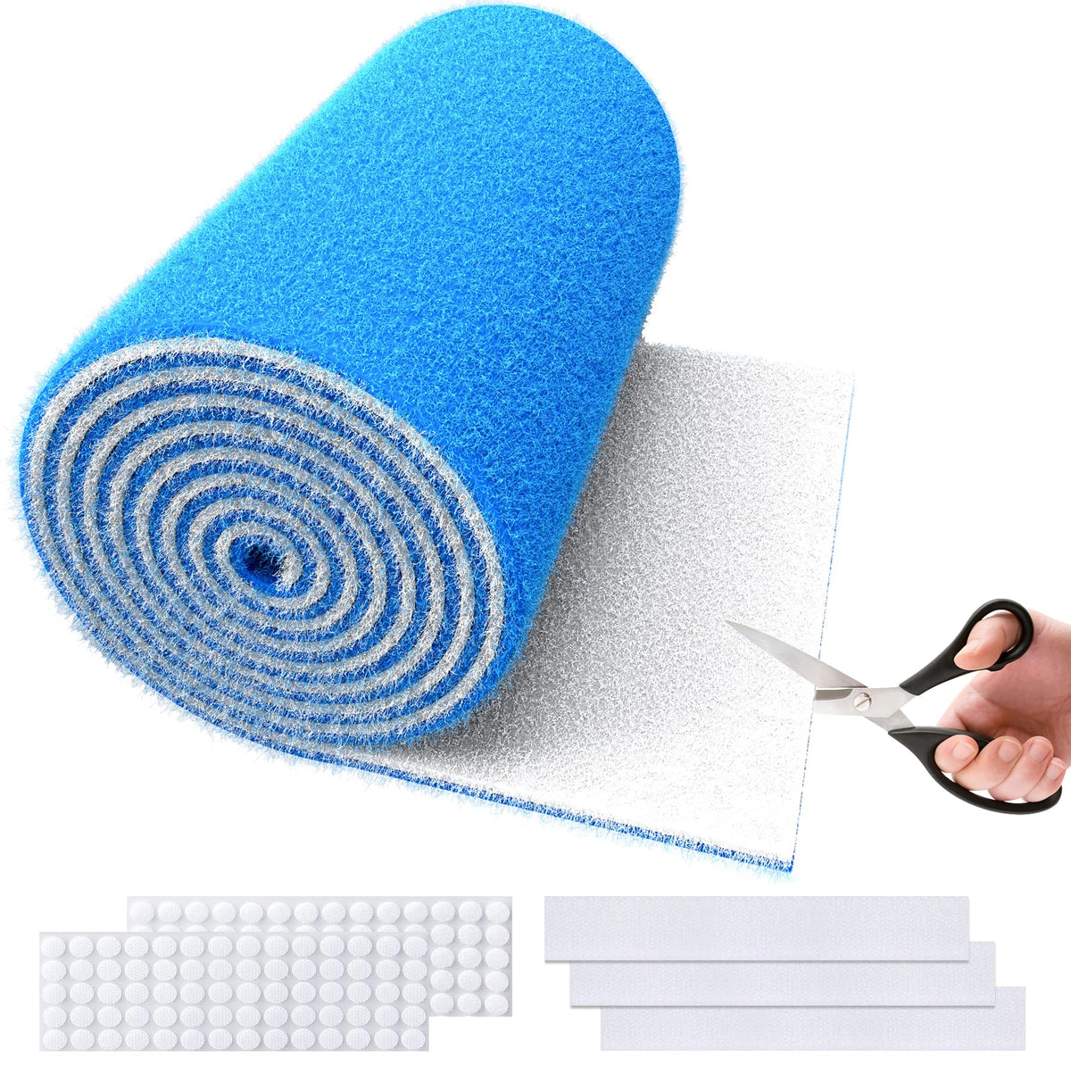 MAXTBEE MERV 8 air vent filter roll being cut to fit reduces dust and pet dander.