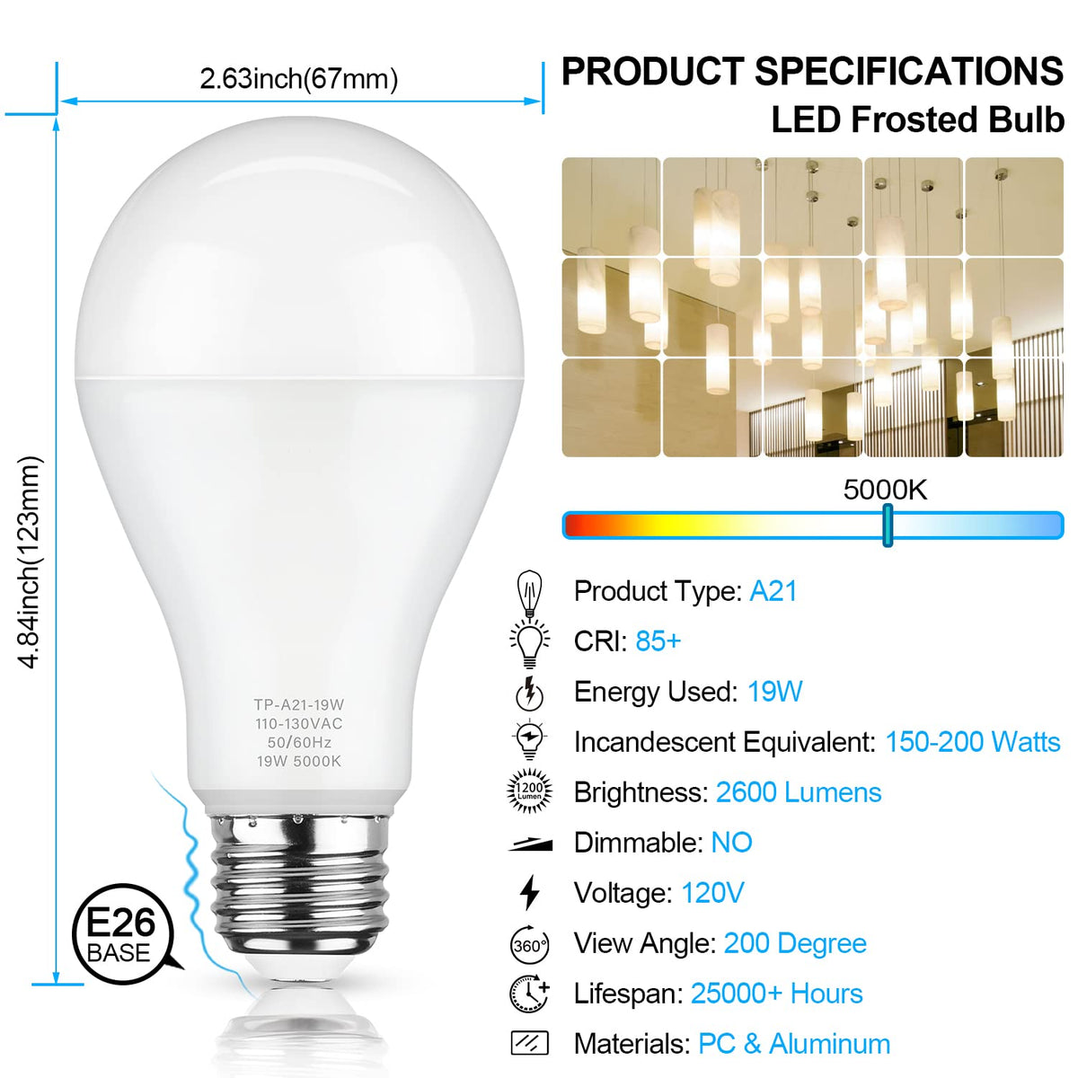 MAXvolador A21 daylight 5000K creates crisp daylight ambience for tasks.