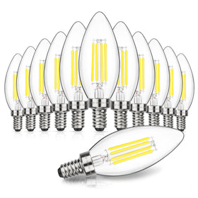 MAXvolador dimmable E12 bulbs, 60W-equivalent, 600lm daylight for elegant chandeliers.